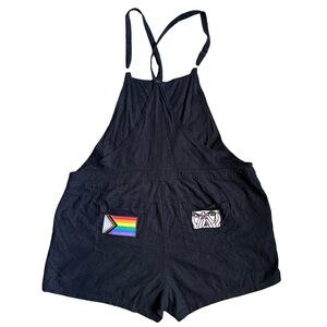Torrid Women’s Custom‎ Pride Patch Black Linen Shortall Overalls Size 2X 18/20